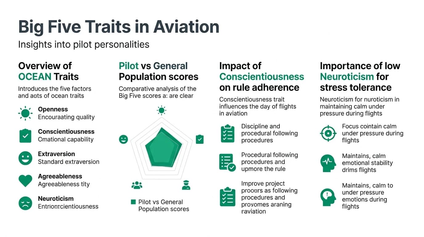 A diverse group of pilots in a cockpit, demonstrating teamwork and focus, representing the Big Five personality traits in aviation.