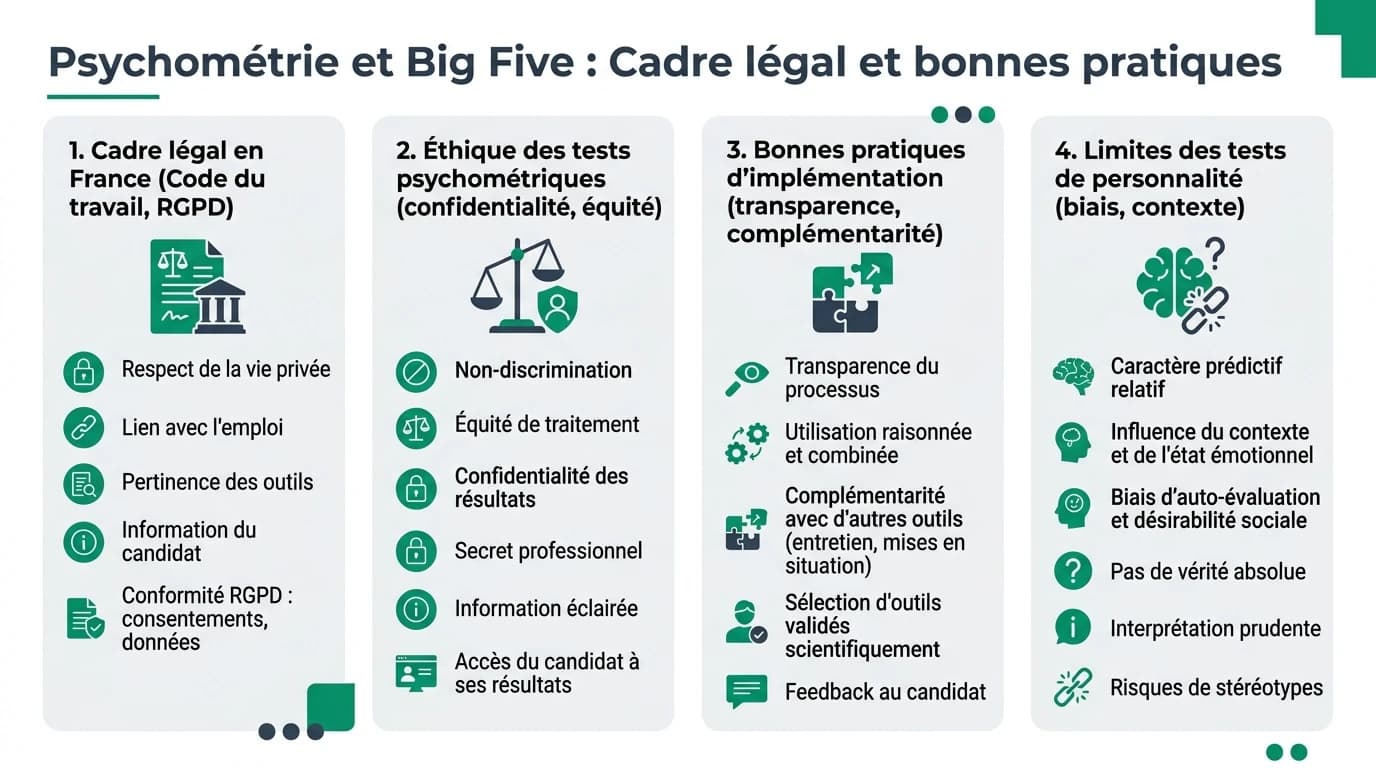 Un professionnel des RH utilisant un test de personnalité Big Five sur un ordinateur, illustrant l'intégration des tests psychométriques dans le processus de recrutement.