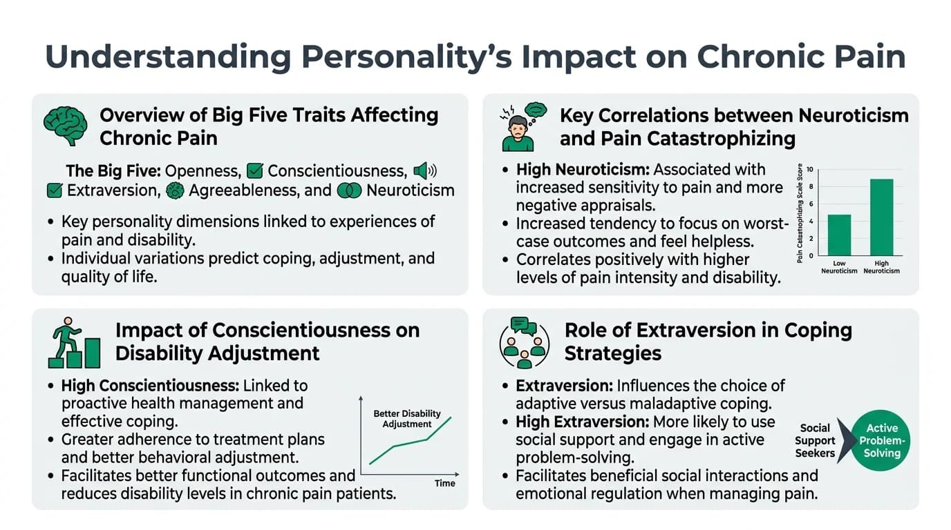 Infographic explaining personality dimensions, professional use cases, and interpretation safeguards to avoid simplistic or biased conclusions from score profiles.