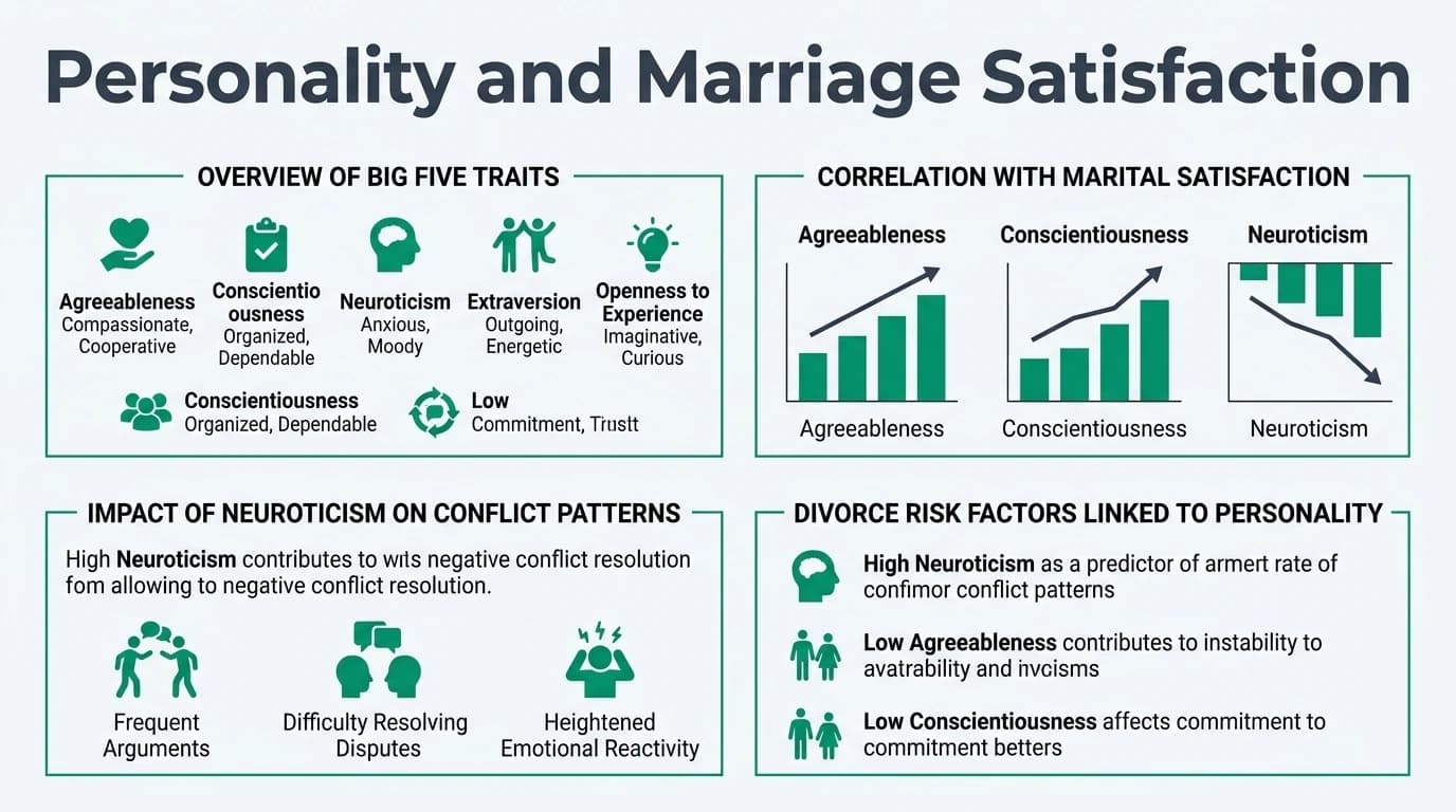 A couple discussing their relationship, with a focus on personality traits and marriage satisfaction over time.