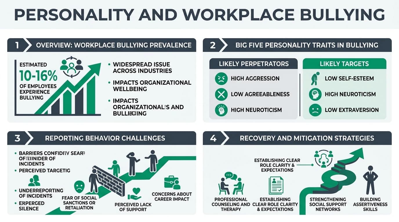 Infographic explaining personality dimensions, professional use cases, and interpretation safeguards to avoid simplistic or biased conclusions from score profiles.
